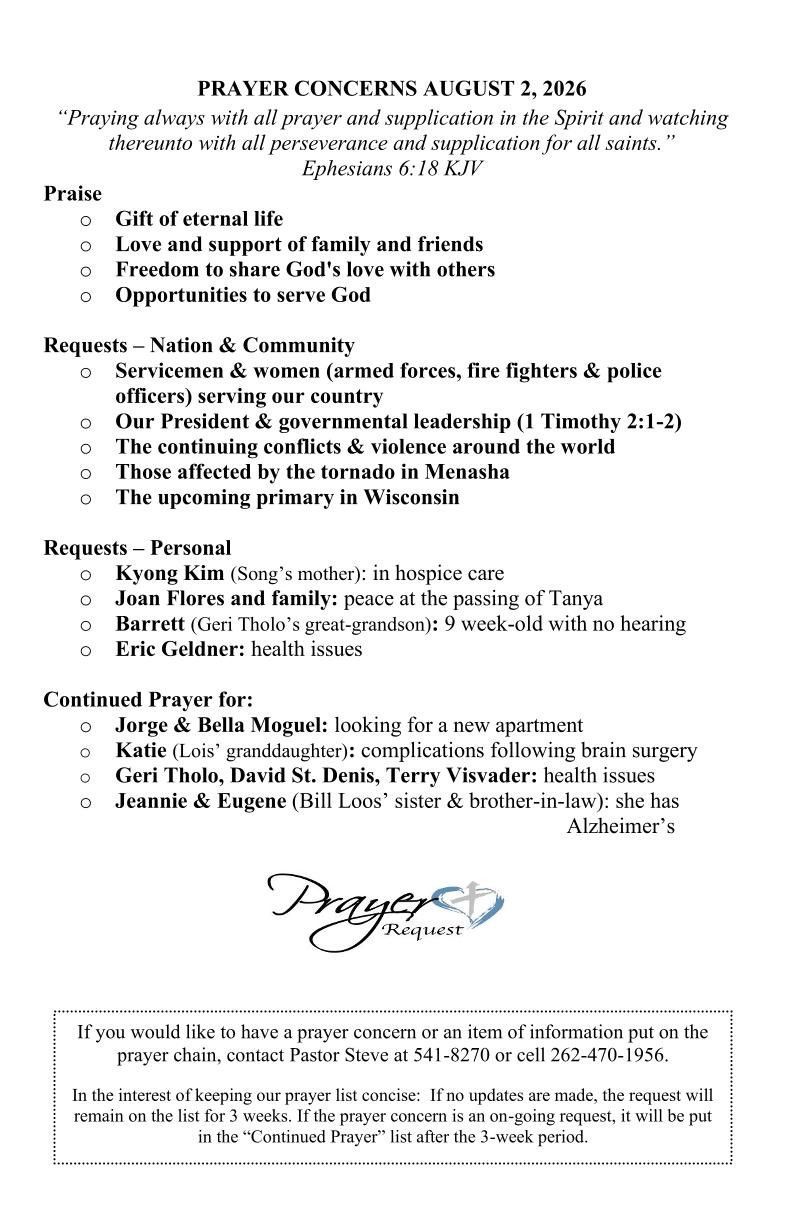 Tabernacle Baptist Church - Prayer Concerns