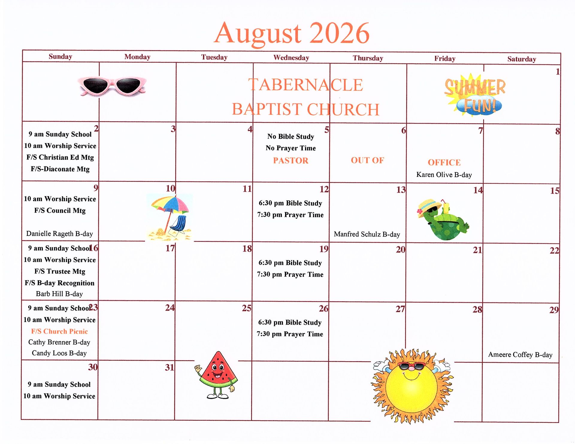 August 2026 Calendar