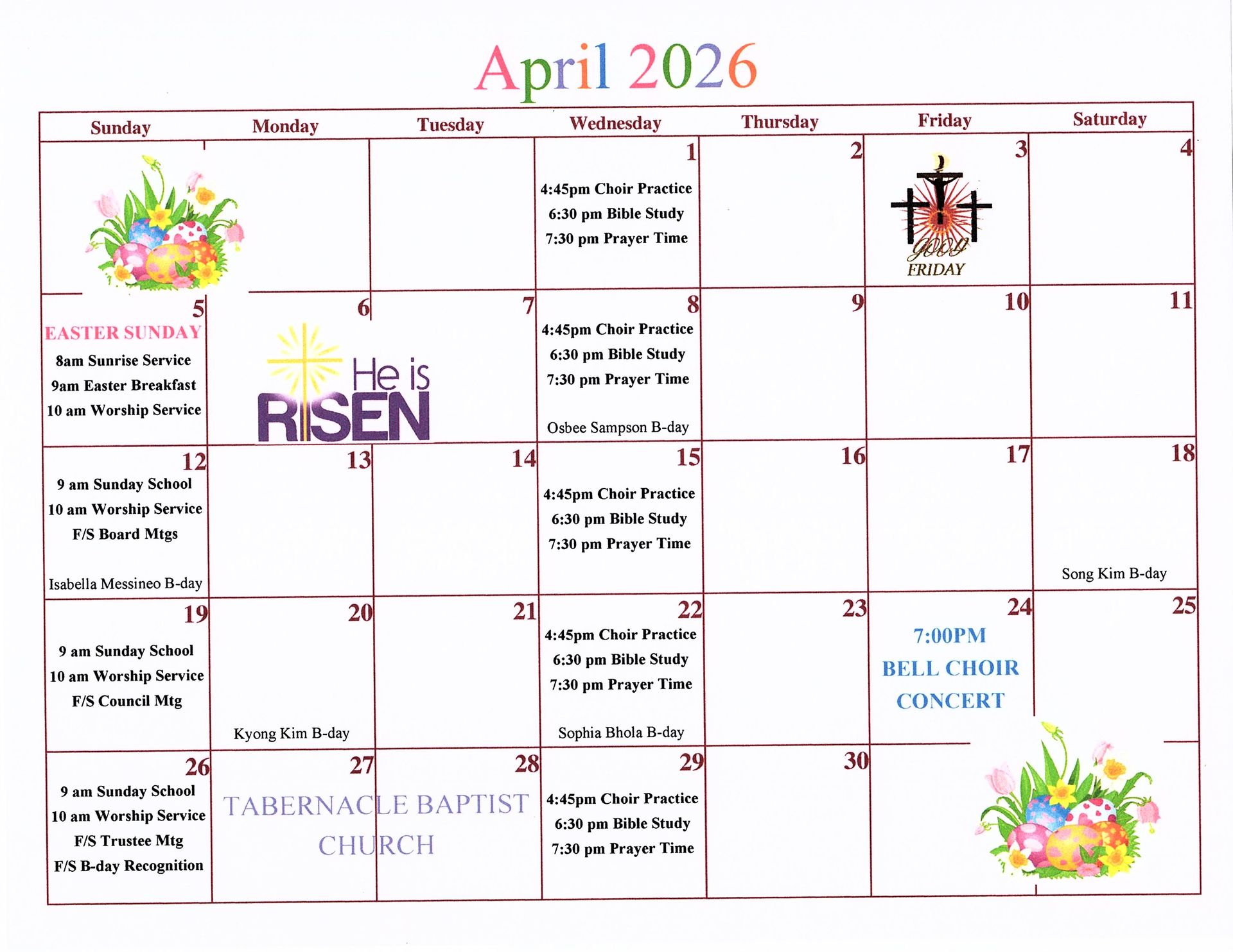 April 2026 Calendar
