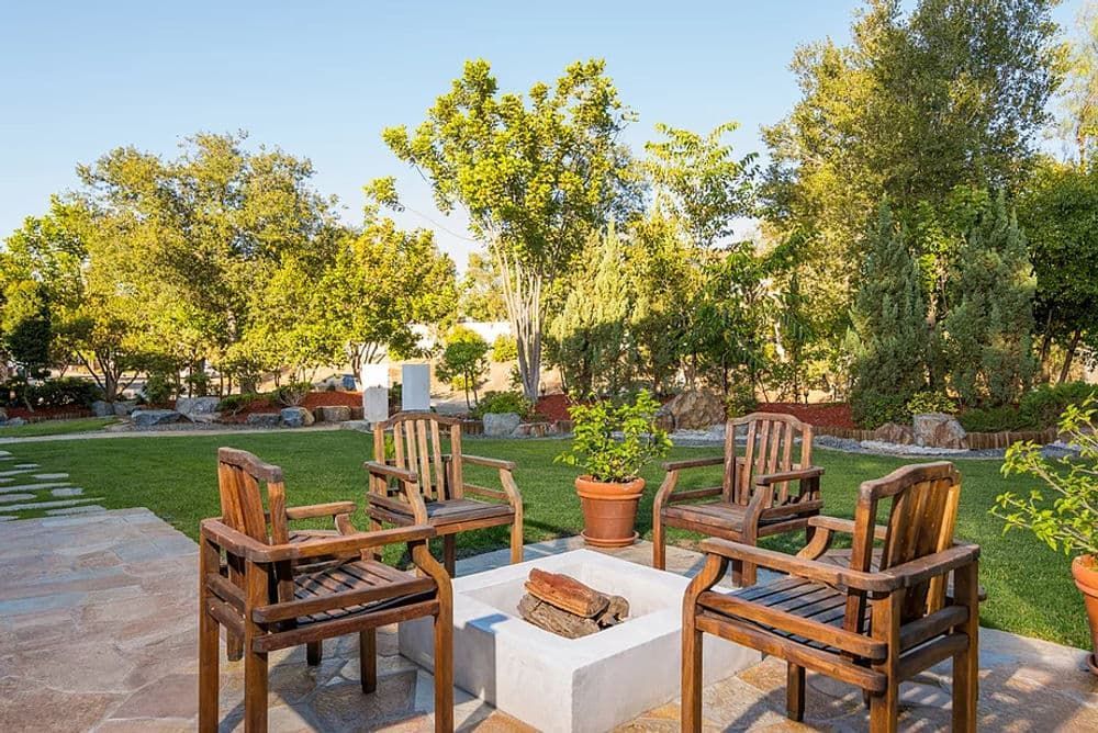 Dining in backyard