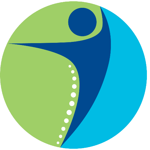 A blue and green logo of a person in a circle