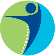 A blue and green logo of a person in a circle