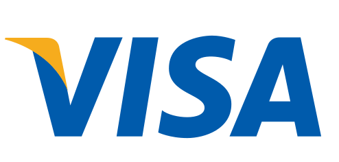 A blue and yellow visa logo on a white background