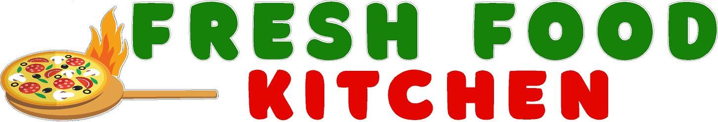 The logo for fresh Food pizza shows a slice of pizza