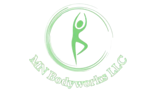 Green logo with a stylized figure and the text “MN Bodyworks LLC” in a circular design