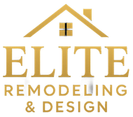 Gold logo: House outline above