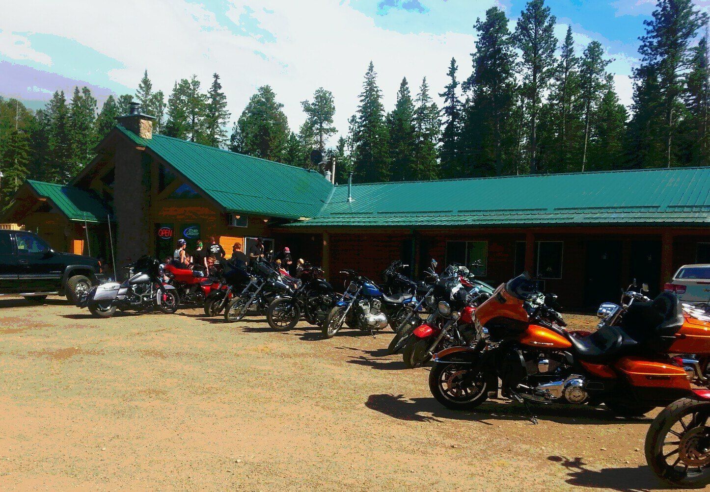 Parked motorcycles