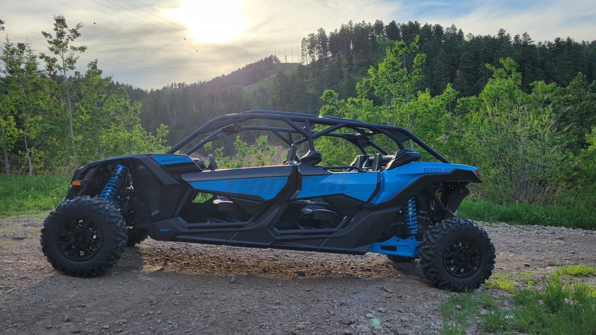 UTV with headlights on