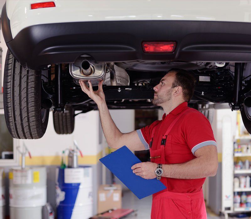An Exhaust Repair in Progress Near Spring Arbor, MI An Exhaust Repair in Progress Near Spring Arbor, MI