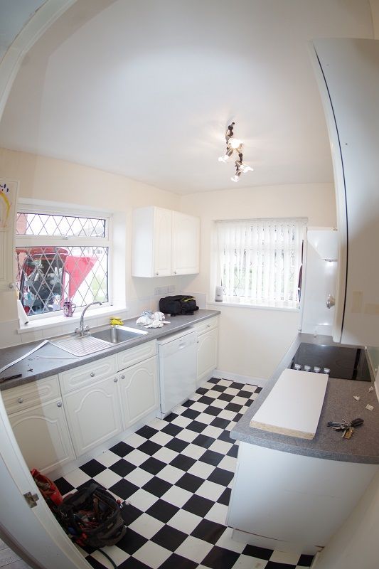 Small kitchen replacement clever design new doorway before and after by buildjunky.com