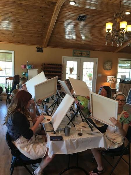 girl scout troop at painting class