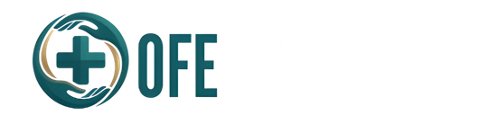 Logo with a teal cross within a stylized eye, with the word