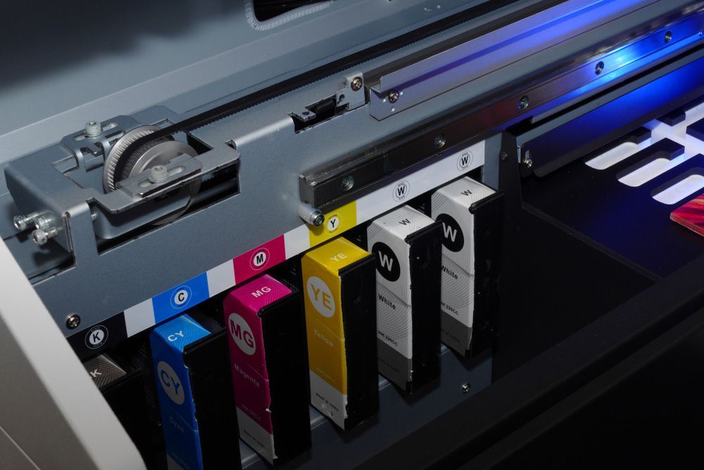 Close Up of a Printer With Colour Ink Cartridges in It — Classic Design & Print in Svensson Heights, QLD