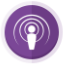 A purple circle with a white icon inside of it.