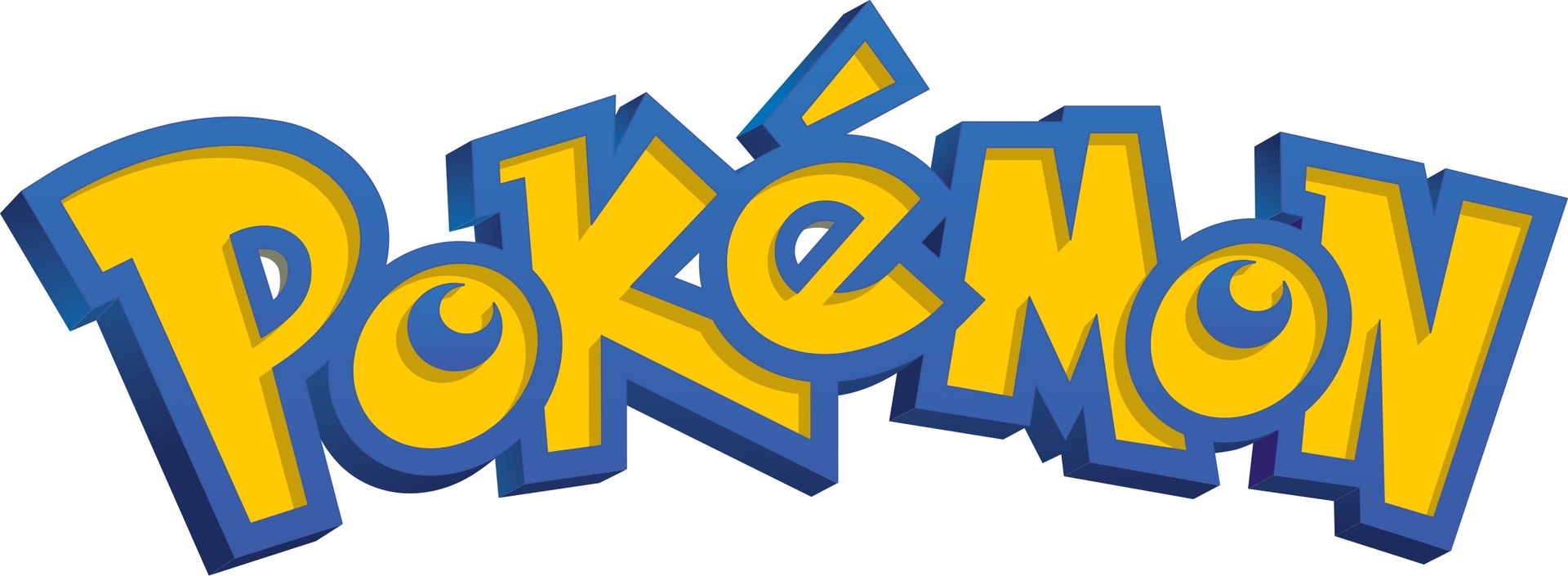 The Pokémon logo, stylized text in yellow with a blue outline, is on a white background.