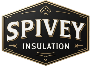 Spivey Insulation logo in black and gold with vintage-style lettering and hexagonal border