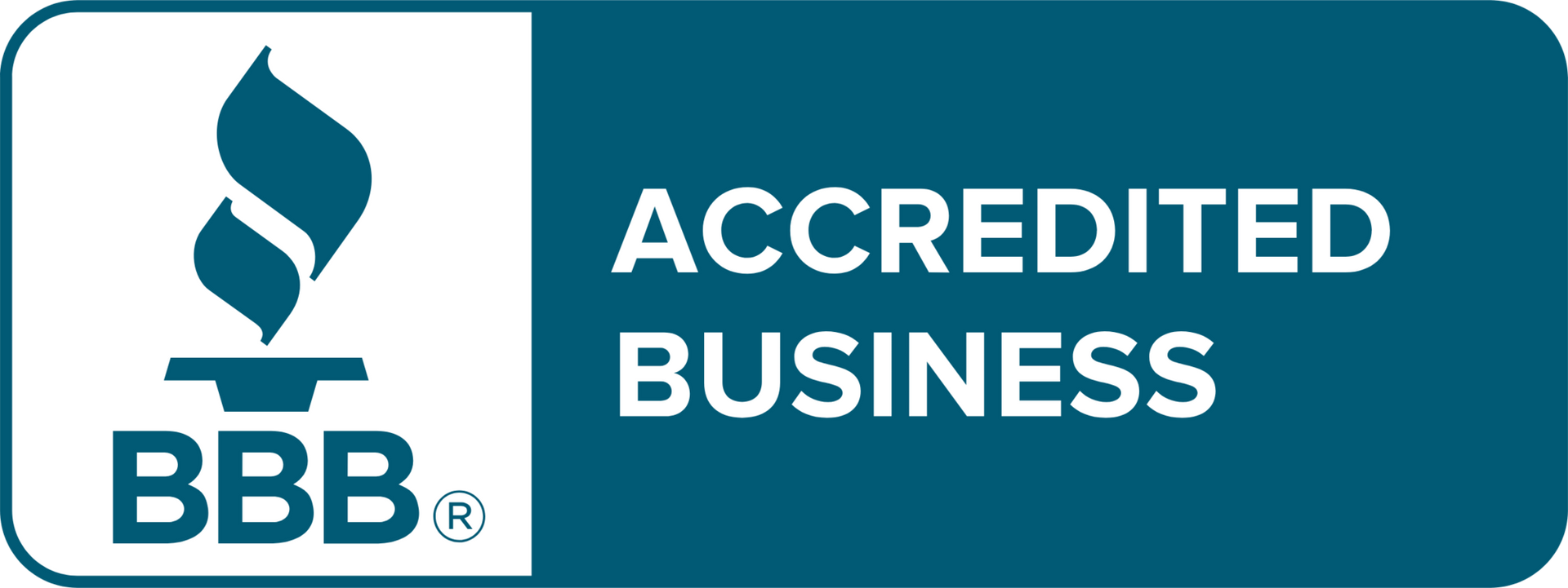 BBB Accredited Business logo with blue icon and text on white background