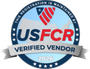 USFCR Verified Vendor 2026 badge in blue, red, and silver with stars and ribbon