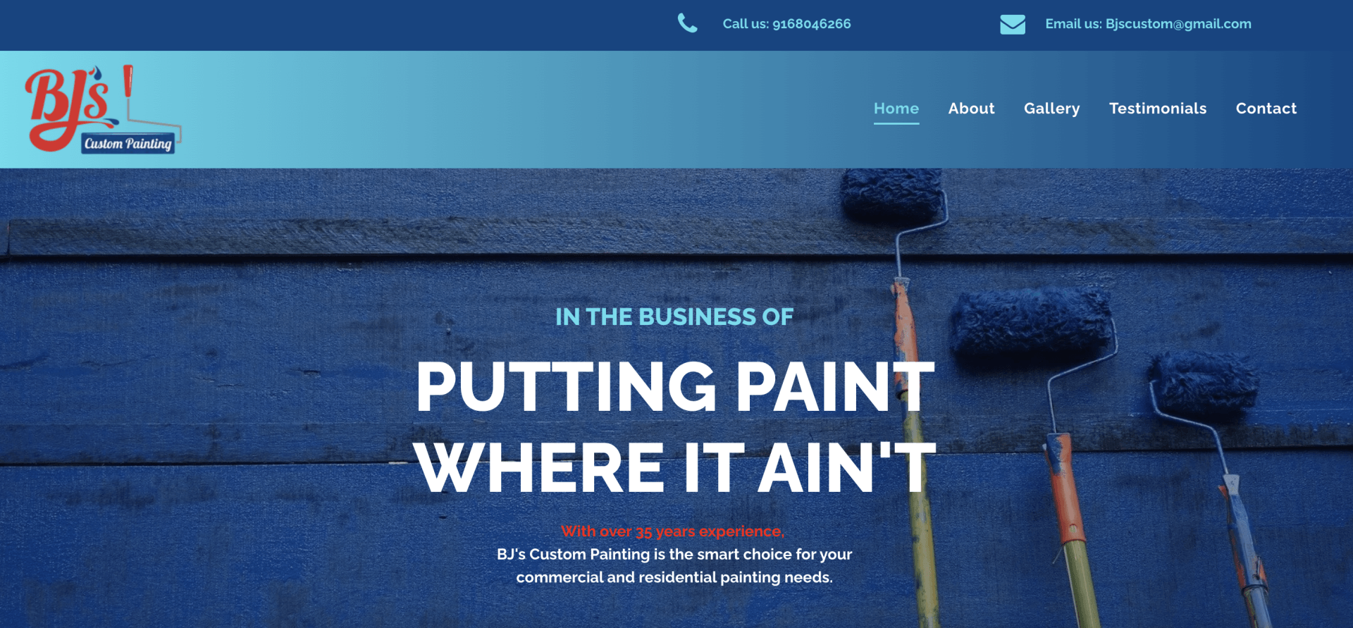 A website for a company called putting paint where it ain 't
