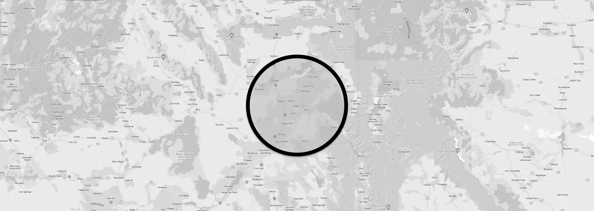 a black and white image of a circle on a map .