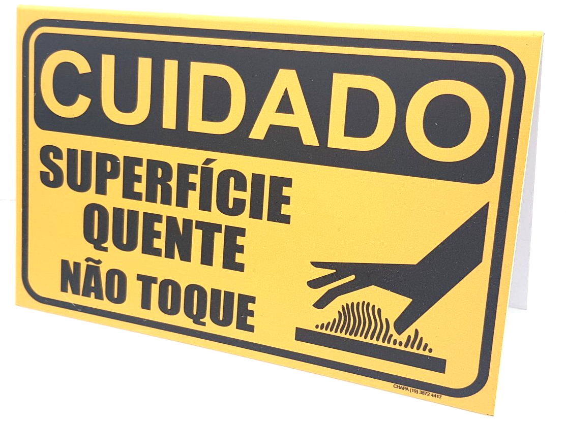 Placa PVC, ACM, Alumínio, Superfície quente, Cuidado, Não toque