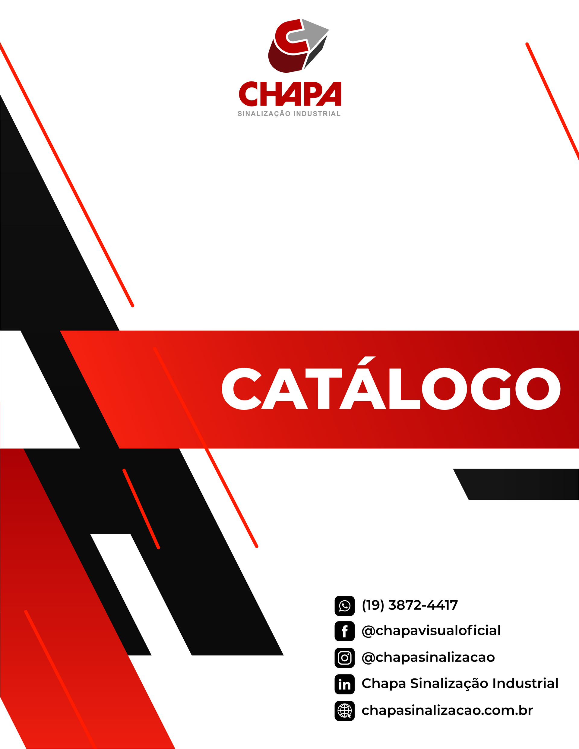 Catálogo com todos os produtos da chapa sinalização 
