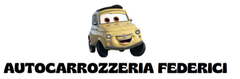 Un'auto dei cartoni animati con la scritta 