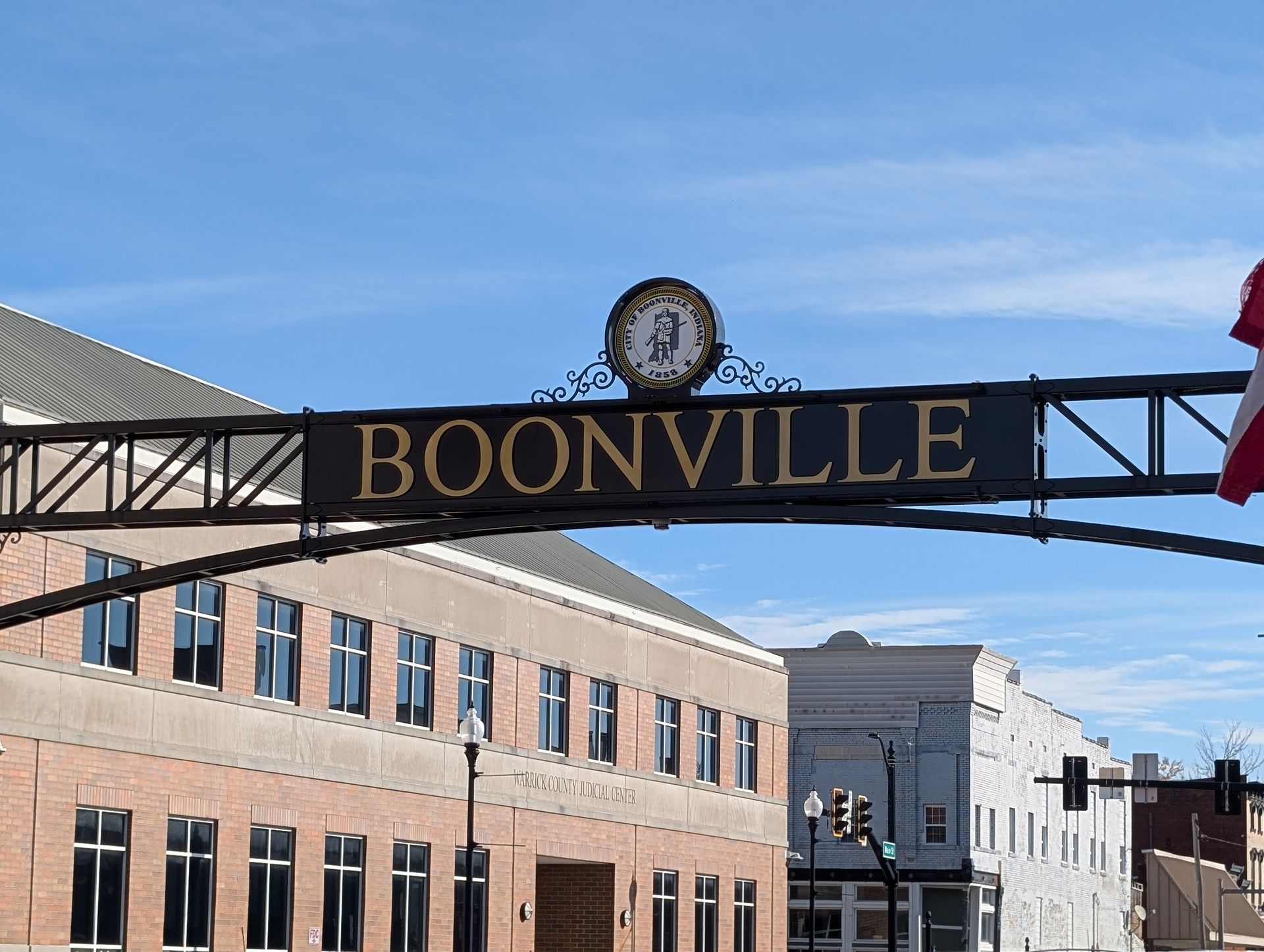 City welcome sign that reads Boonville