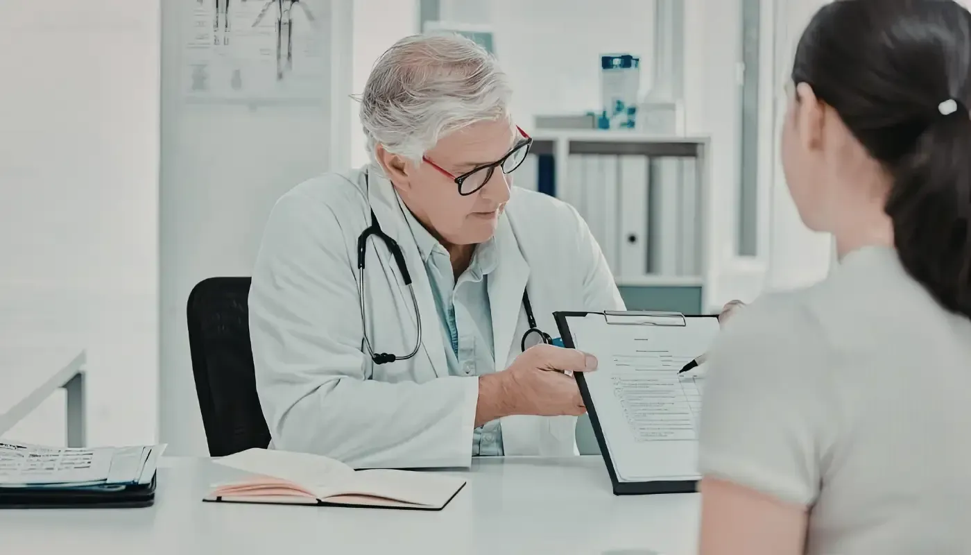 doctor talking to patient