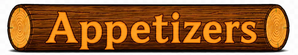 Orange wood-style sign reading “Appetizers”
