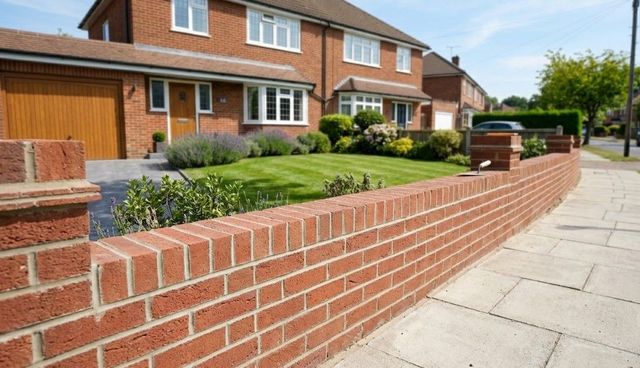 Red brick front garden boundary wall