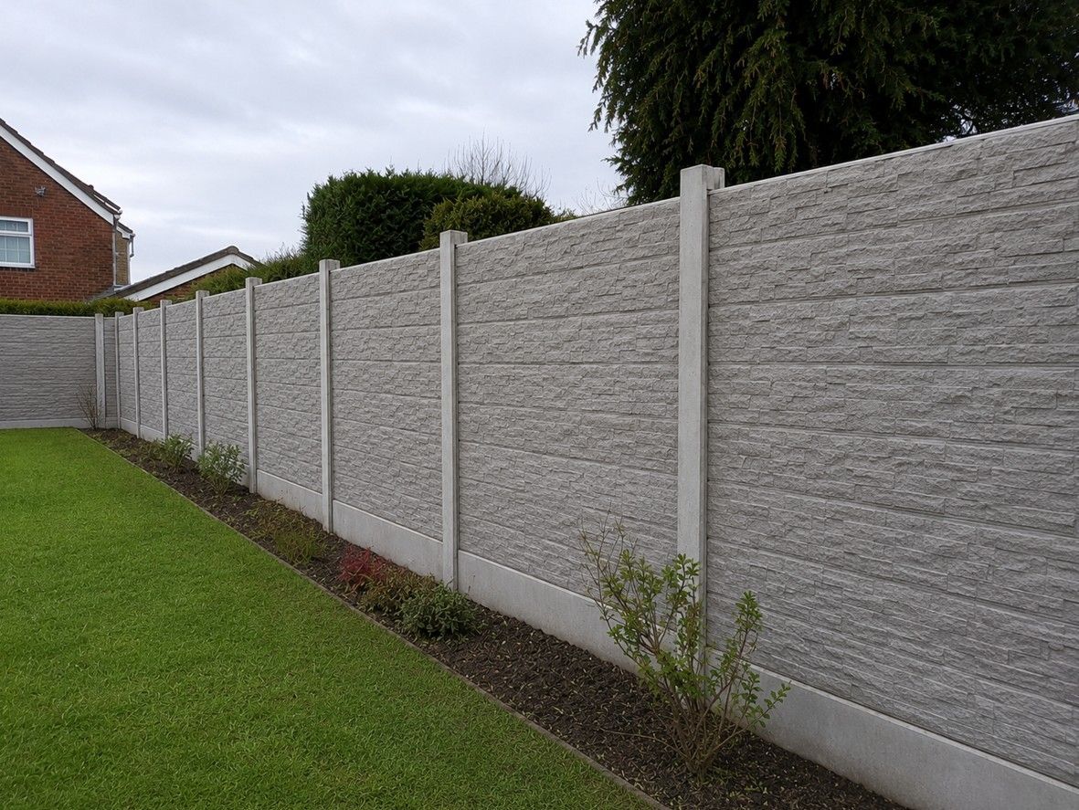 Concrete post and panel garden fence installed at a residential property in Rotherham