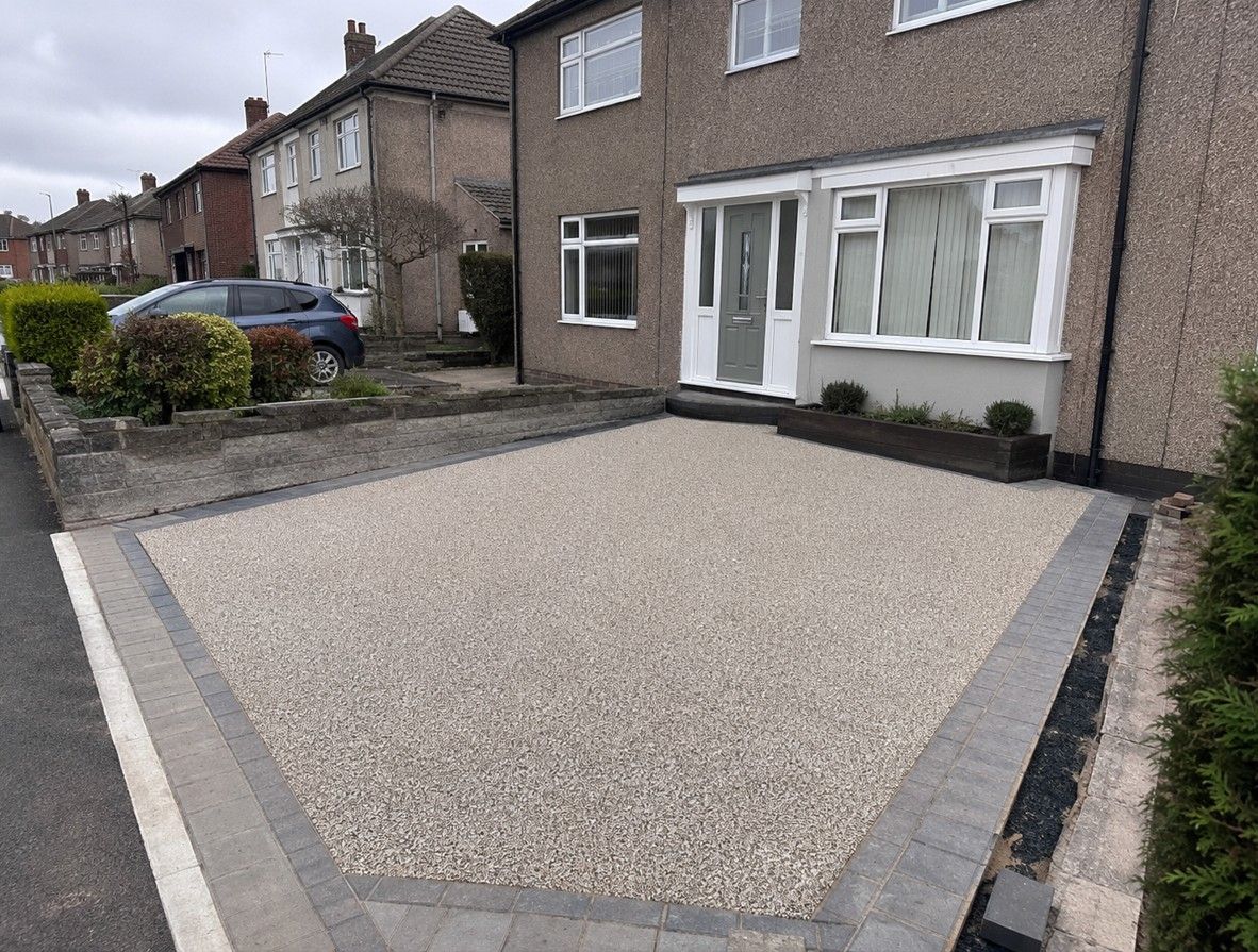 Newly completed resin bound driveway at a stone-fronted property in Treeton village S60