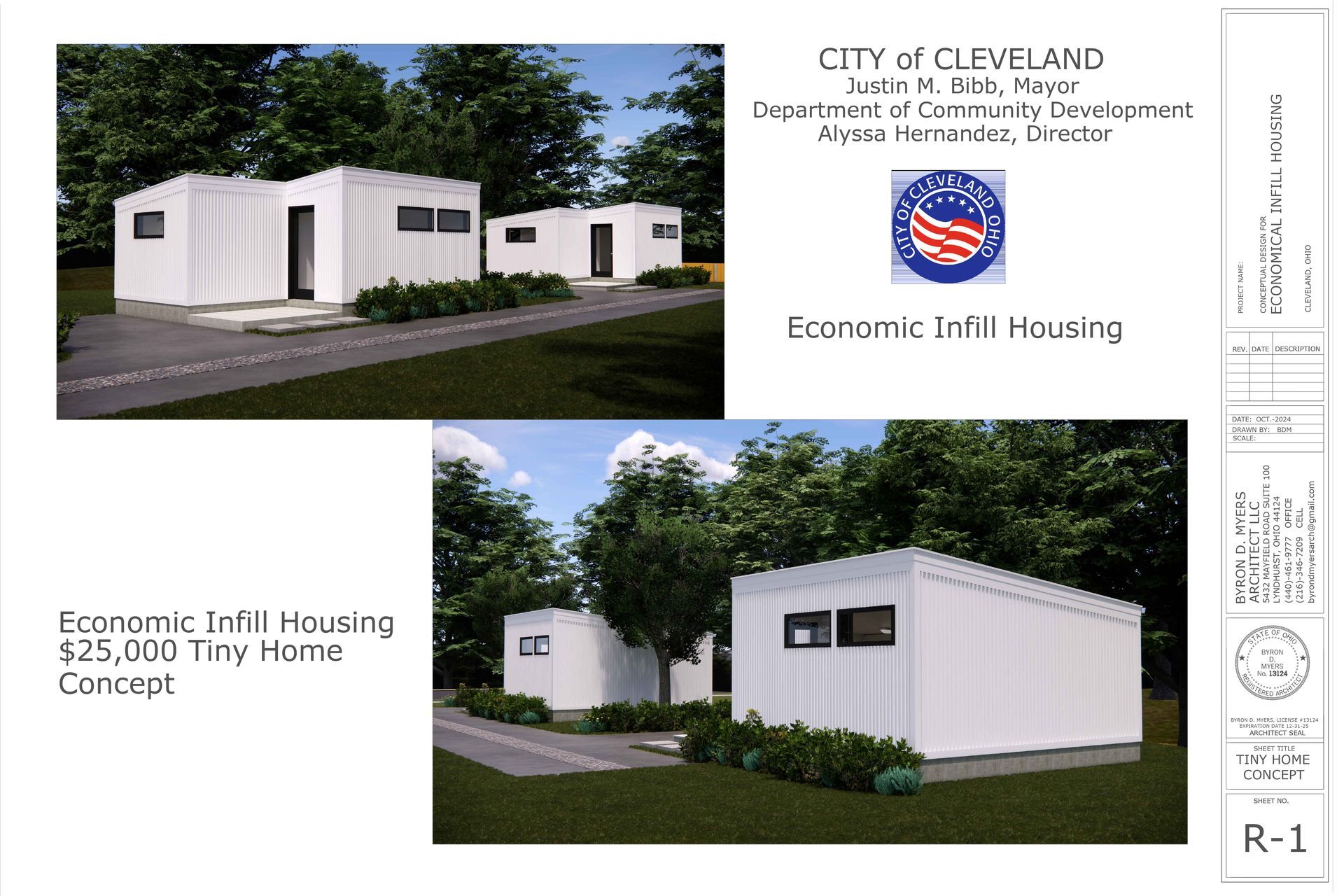 An artist 's impression of a tiny house in the city of cleveland