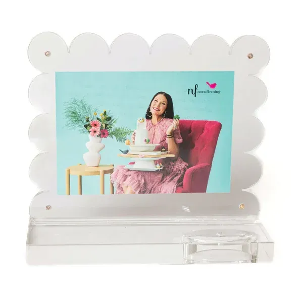 Clearly A-nora-ble Scalloped Acrylic Frame, CLR01, Nora Fleming, www.mercyhospitalgiftshop.com