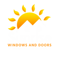 Orange sun and leaves logo above the words &ldquo;WINDOWS AND DOORS&rdquo;