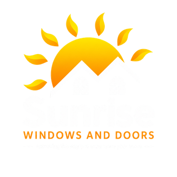 Orange sun and leaves logo above the words &ldquo;WINDOWS AND DOORS&rdquo;