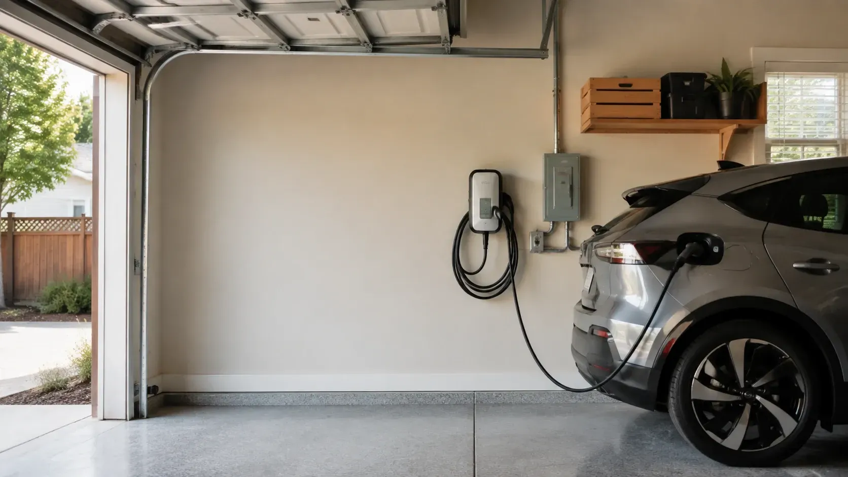 Level 2 EV charger installed in a Sacramento home garage