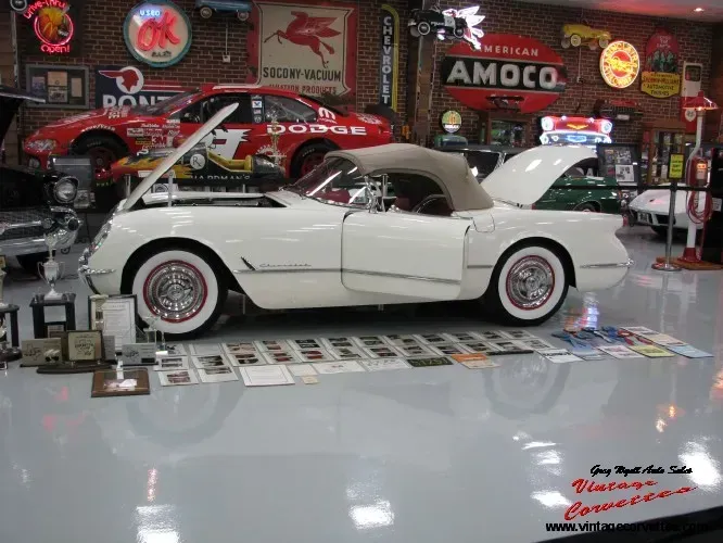 1954 Corvette Duntov Polo White , Red interior “Sold “