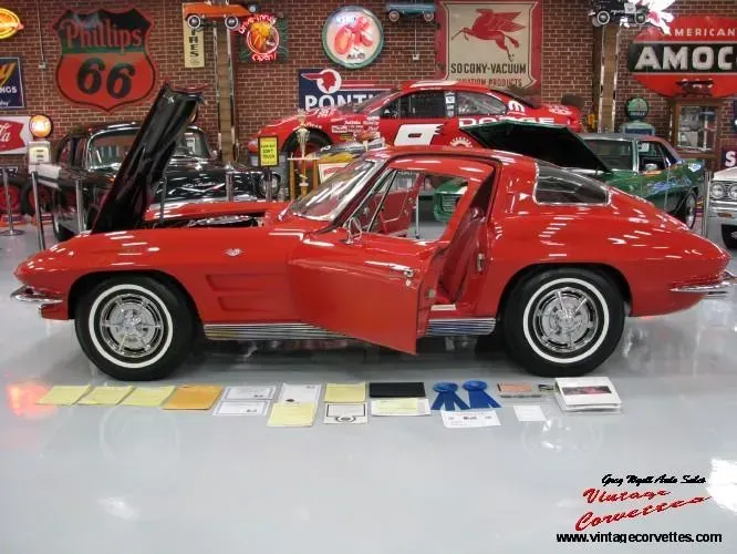 1963 Corvette Coupe Riverside Red, Red Interior Top Flight “Sold “