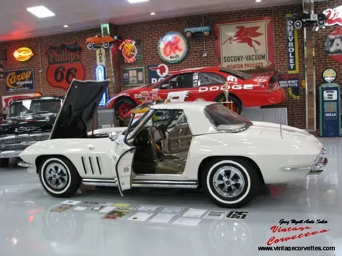 1965 Corvette Convt Ermine White -Saddle 350hp Top Flight “Sold"