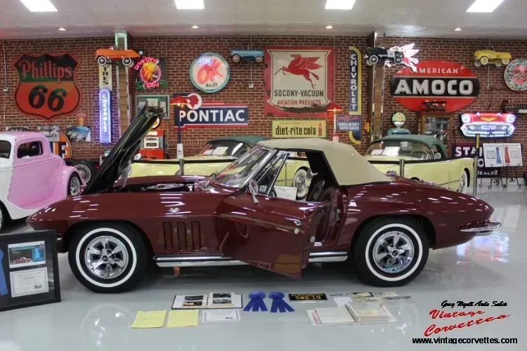 1965 Corvette Convt Miliano Maroon , Maroon Interior  Top Flight &ldquo;Sold &ldquo;