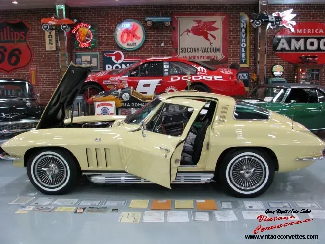 1965 Corvette Coupe Goldwood Yellow 365hp Factory Air ‘Sold “