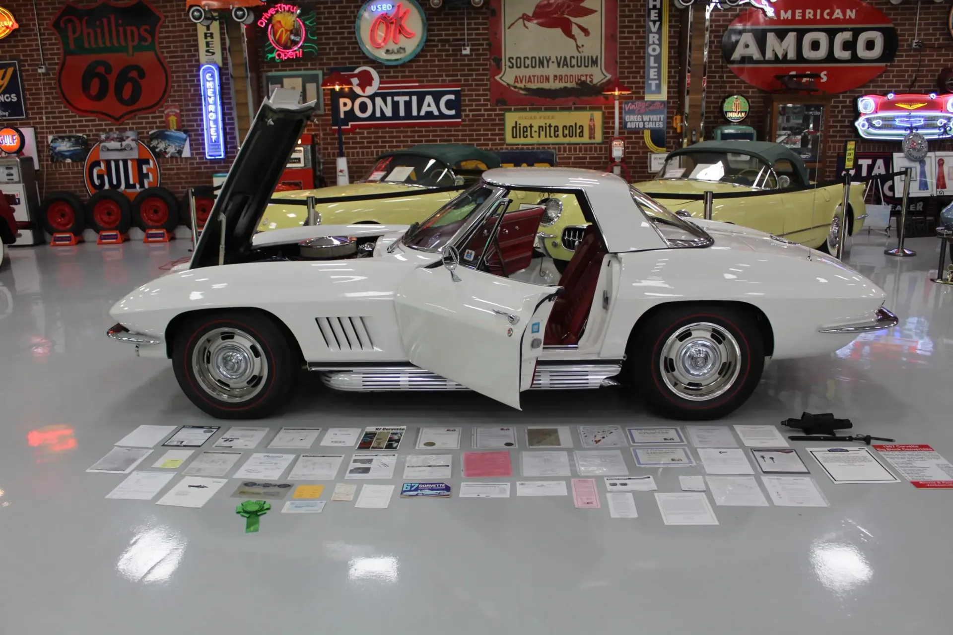 1967 Corvette Convt Ermine White -Red 390hp Top Flight “Sold “