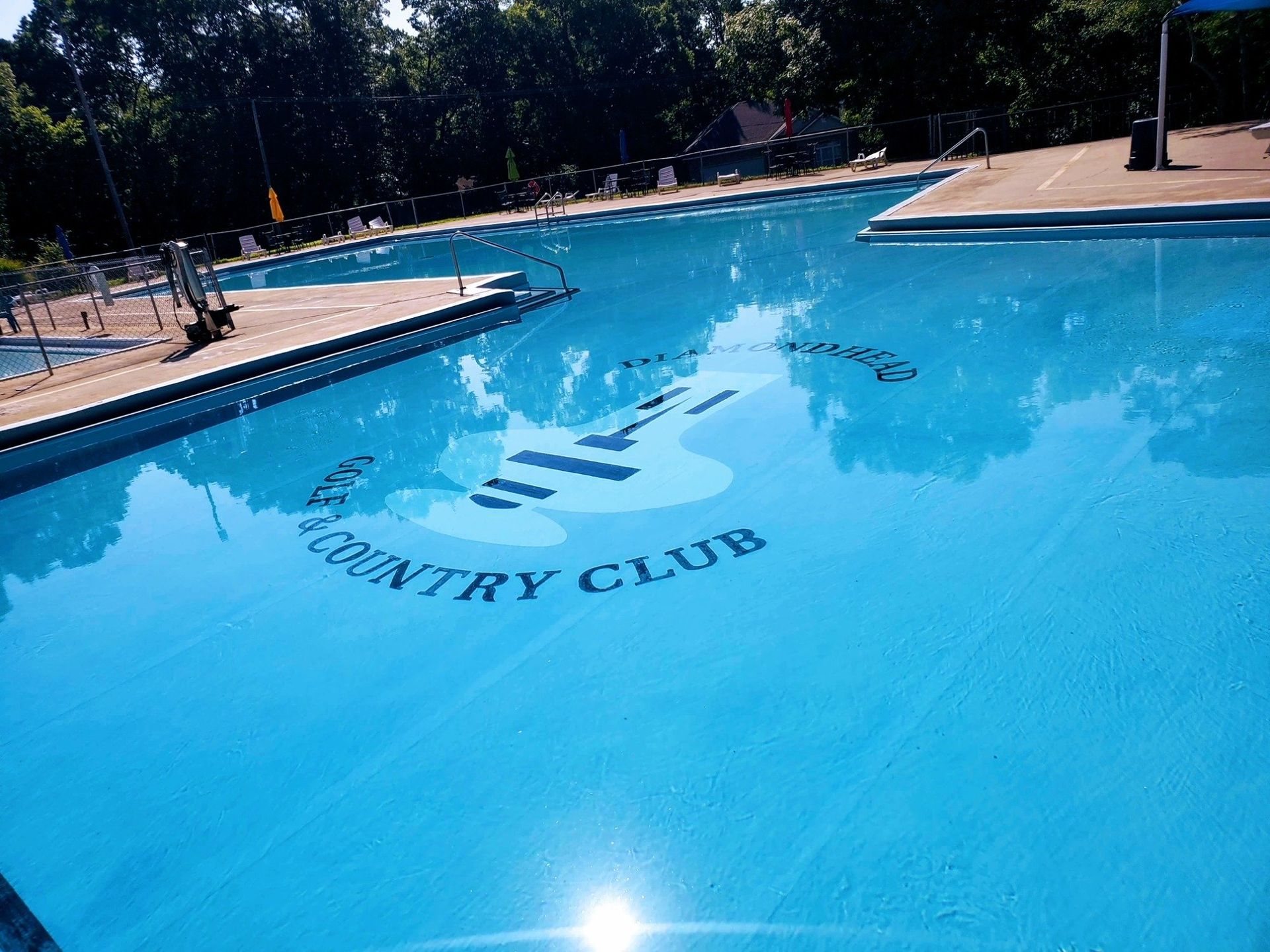A blue swimming pool with 
