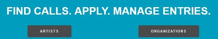 A blue background with the words find calls apply manage entries