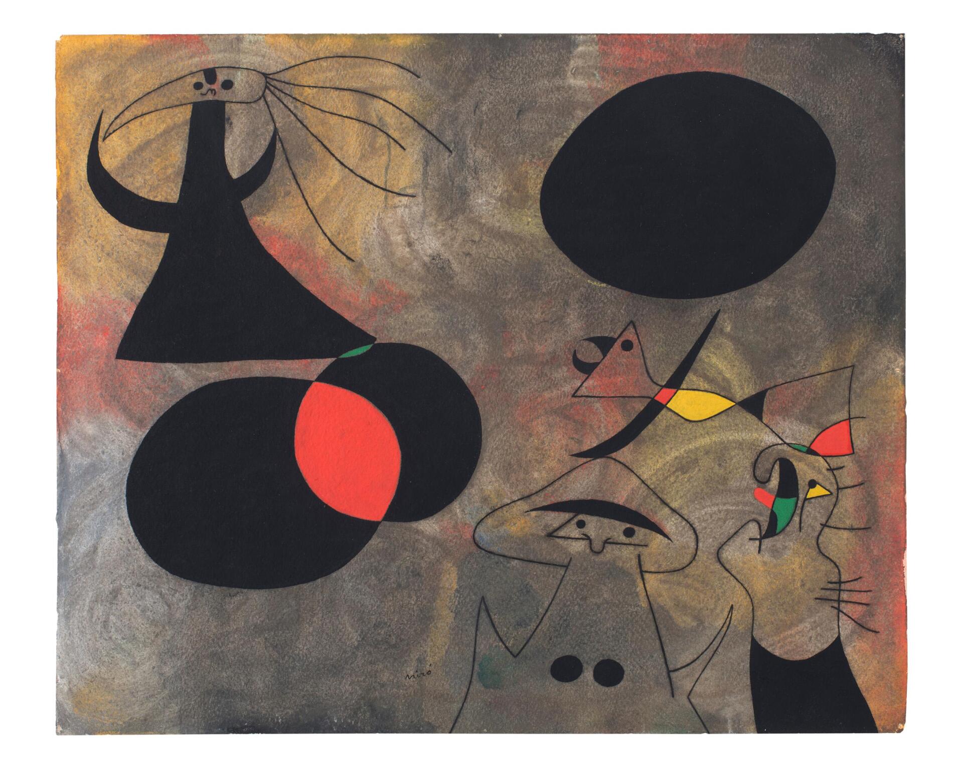 A painting of a woman with a bird on her head