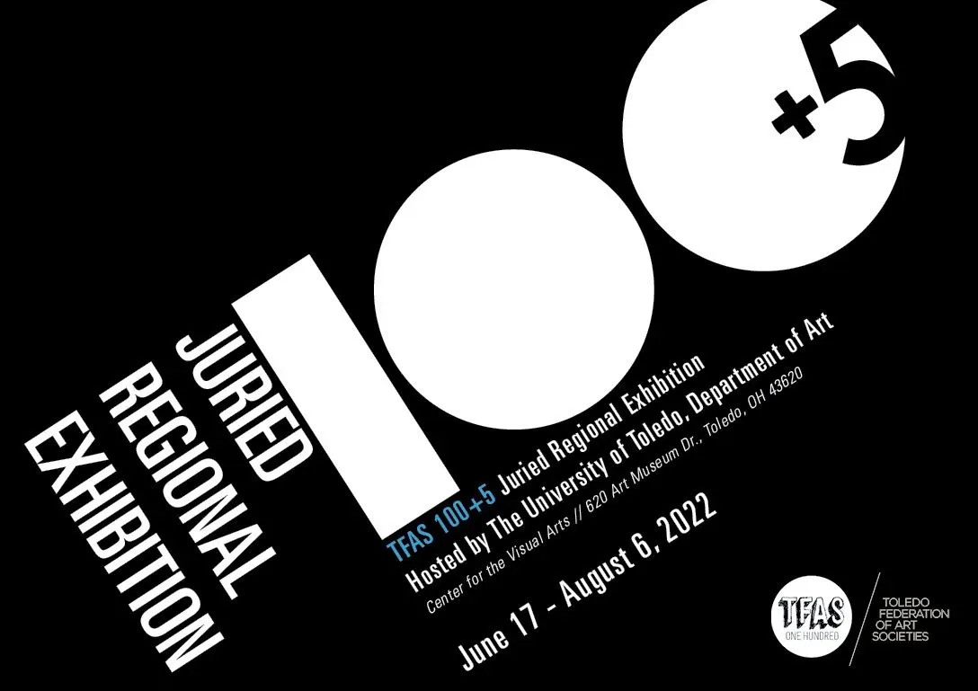 A black and white poster for a juried regional exhibition