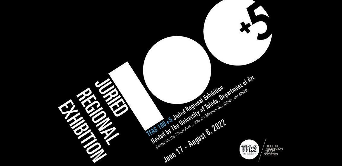 A black and white poster for a juried regional exhibition