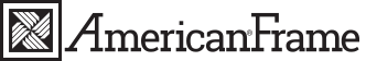 A black and white logo for american frame